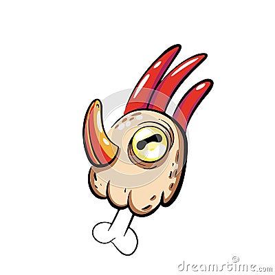 Chicken head, rooster head on the bone. Vector illustration Vector Illustration